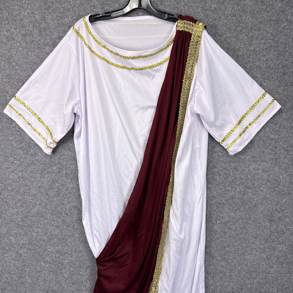 Unbranded Roman Toga Costume White Burgundy Gold Sash Adult Halloween Theater
